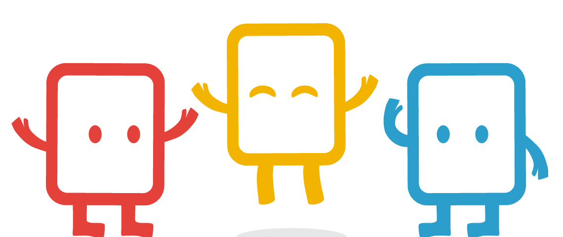 Yellow, Blue and Red Clear Books Mascots